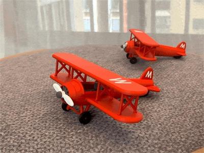 Biplane Model - Propellers Rotate Interactively, Mini Printable, No AMS Required