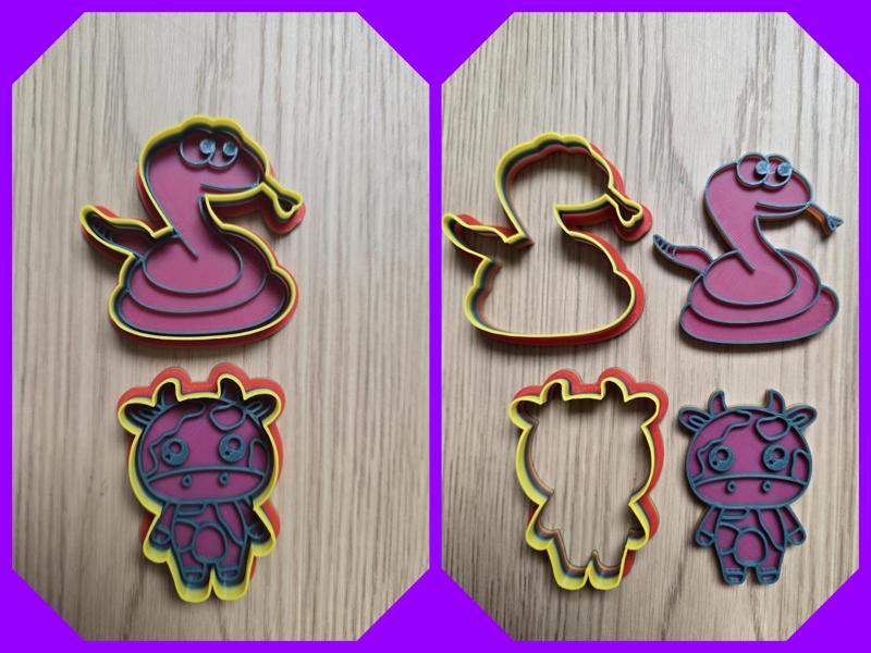 Snake Cow Cute Cookie Cutter Playdoh Stamp Form