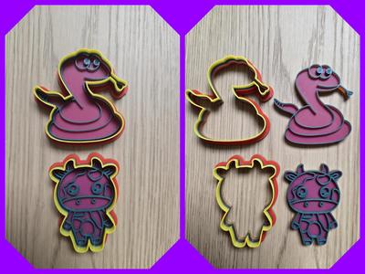 Snake Cow Cute Cookie Cutter Playdoh Stamp Form
