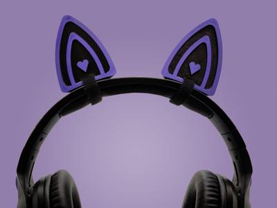 Headset Cat Ears with heart