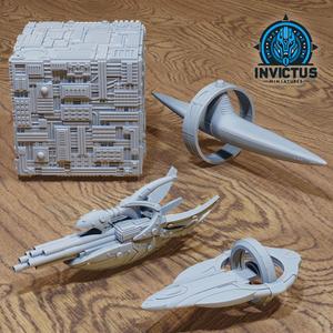 Alien Star Ships (Tactical) / Cosmic Spaceship / Galactic Battleship / Space War Skyship / Cyberpunk Battle Ship / Steampunk Confederation Technology / Galaxy Siege Engine / Flying Steel Construct / Sci-Fi Encounter
