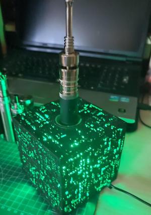 Borg Cube with LED as a vape tube holder