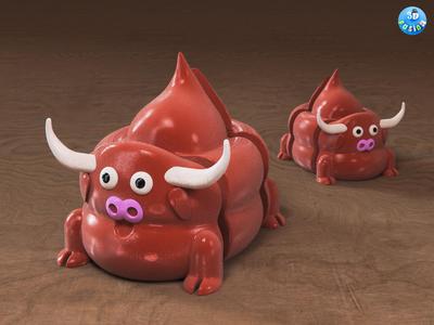 Flexi Bull-Shit! : Cute Funny Print in Place Toy
