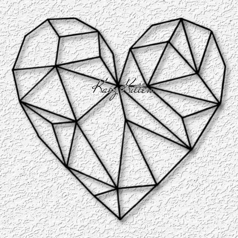 oragami heart wall art geometric home decor