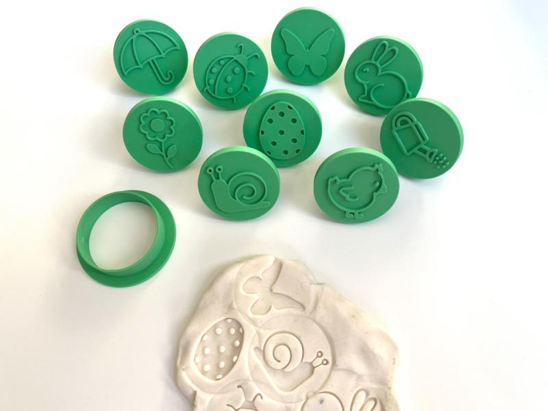Spring-Themed Playdough Stamp Set and cutter