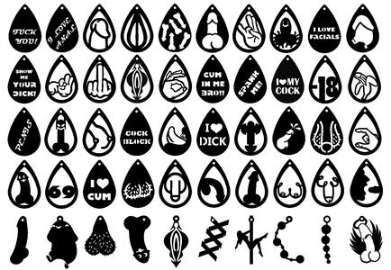 BUNDLE - 5O modes of Naughty keychains / earrings