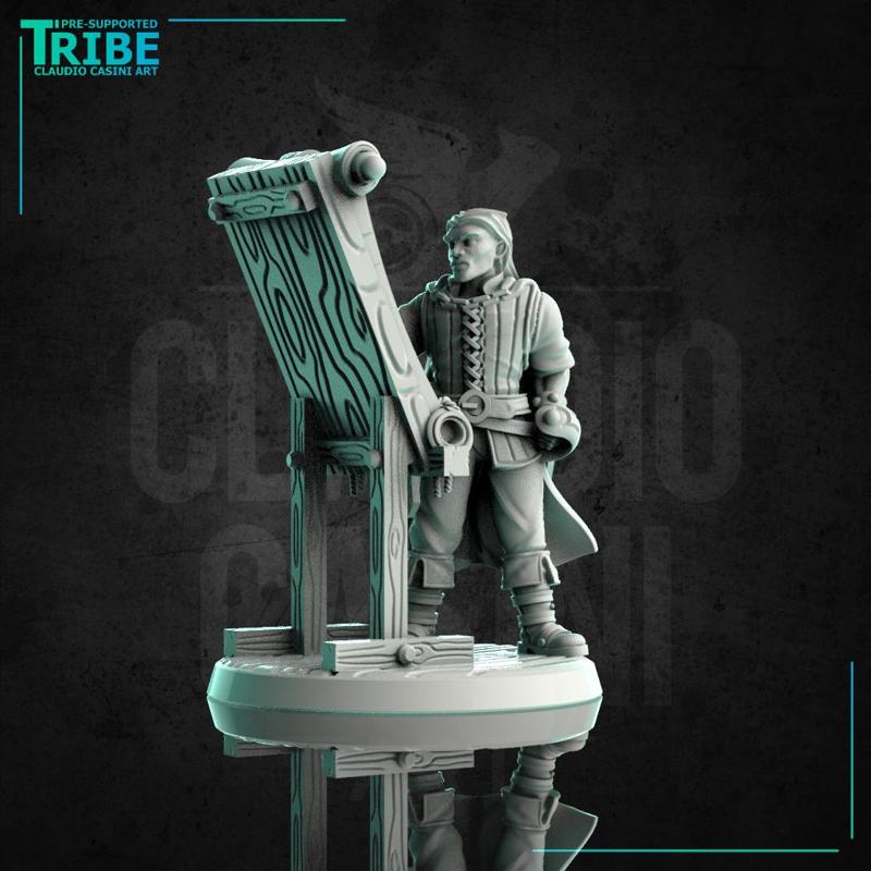 (0199) Male human elf firbolg half-orc tiefling cartographer ranger with a board