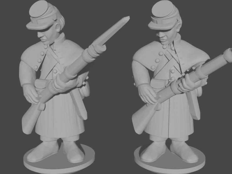 10-15mm American Civil War Infantry in Greatcoats Loading Pose 10 UA-50
