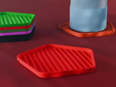 Stackable Wavy Pentagon Coaster Set 3D Print STL File | 3 Sizes 