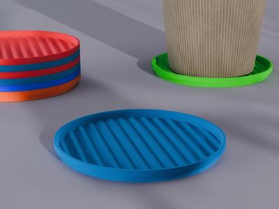 Stackable Wavy Circle Coaster Set 3D Print STL File | 3 Sizes 