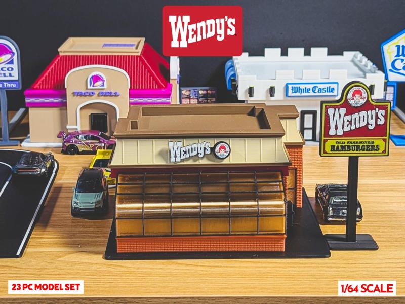 Retro Wendy's Model Set - 1:64 Scale Diorama