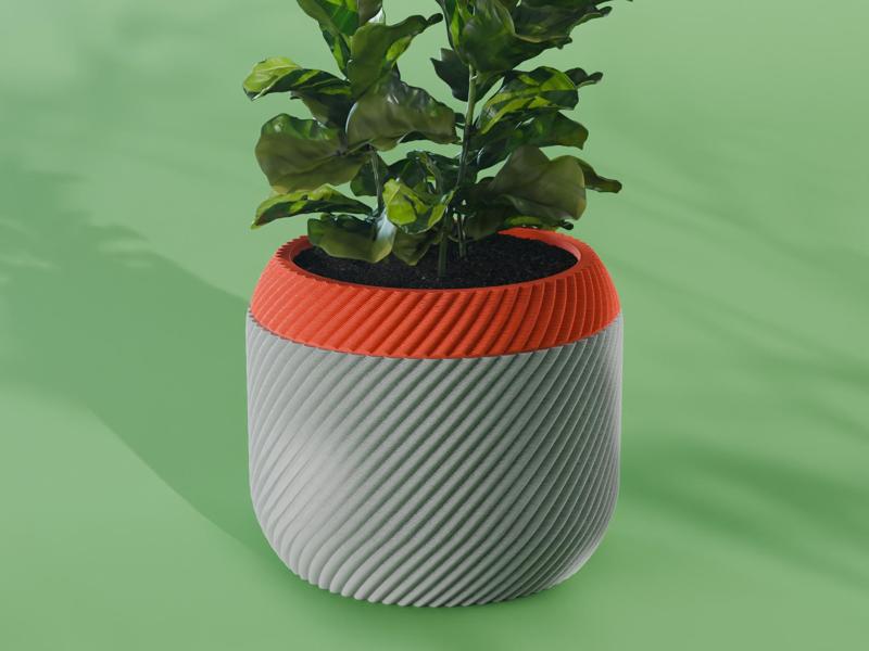 Sei Planter Pot, Scalloped Diagonal | Small, Medium, Large | Self Watering and Drip Tray 