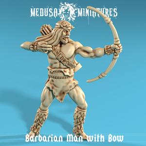 Barbarian Archer - Muscular Warrior with Bow STL Miniature