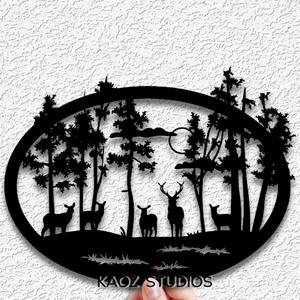 deer wall art pine trees wall decor scenery decoration