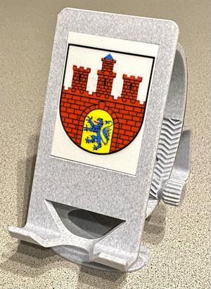 Multi-color Cover Plate for revised Phone Holder (here: Crest of Hamburg-Harburg)