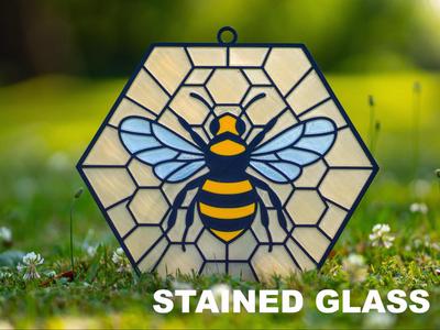 bee stained glass garden decor