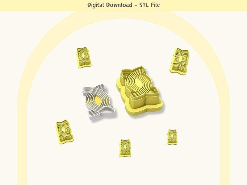 Abstract Earrings Shape 04 Clay Cutter for Polymer Clay | Digital STL File | Clay Tools | 5 Sizes