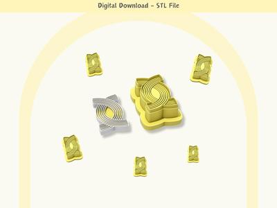 Abstract Earrings Shape 04 Clay Cutter for Polymer Clay | Digital STL File | Clay Tools | 5 Sizes