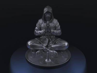 Ninja meditating warrior - incense stick holder 