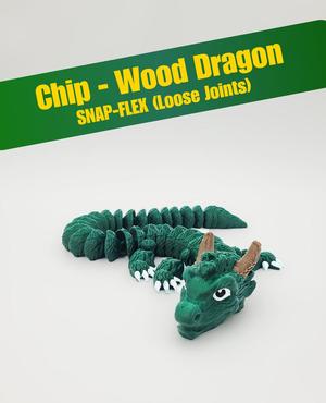 Chip, Wood Dragon - Articulated Dragon Snap-Flex Fidget (Loose Joints)