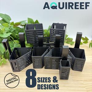 Aquarium Plant Holders, 8 Height Adjustable Designs & Sizes, Aquatic Plant Baskets, Hydroponic Grow