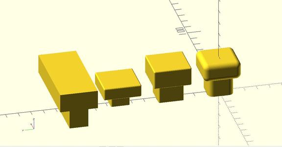 Anpassbares / Customizable OpenSCAD- Script  für / for eckige Schrankknöpfe / Cabinet Angular Knobs