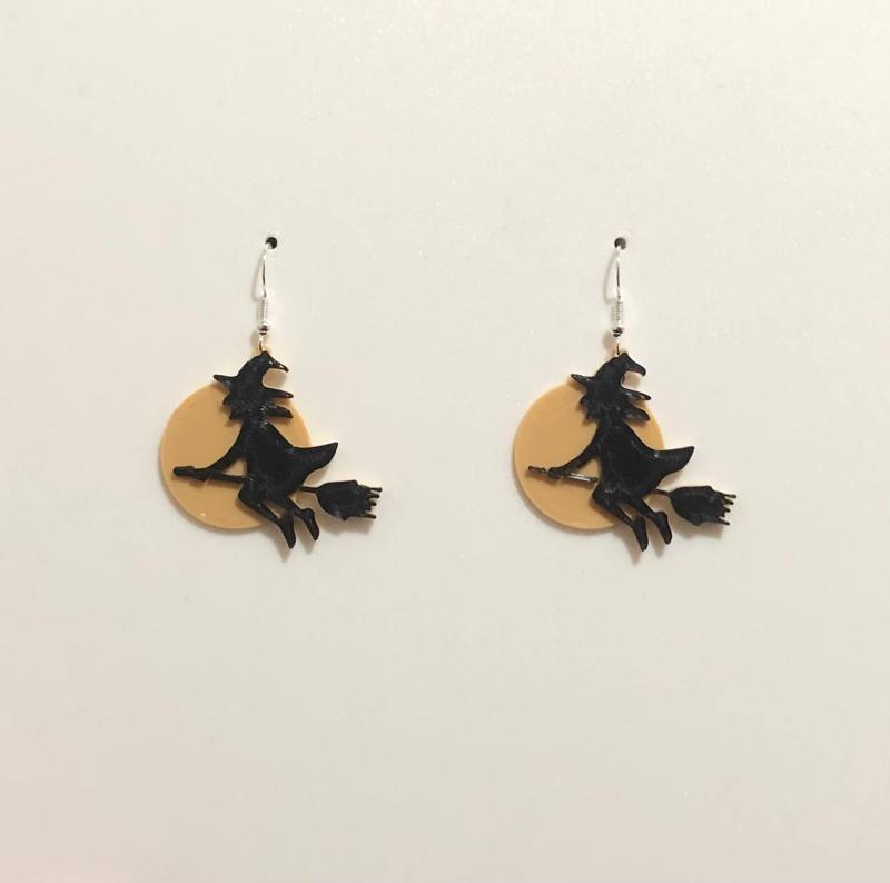 Earring witch moon pendant halloween