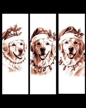 Merry Christmas set of bookmarks - Golden Retriever Style