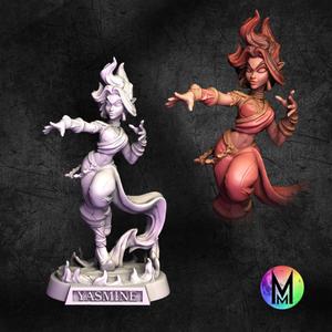 Female Fire Genasi - Yasmine the Dangerous ( Female sorceress / sorcerer with a fire theme )