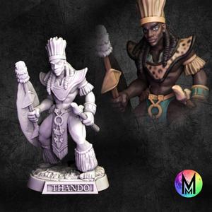 Aztec Human Fighter - Thando the Fighter ( Human PoC tribal fighter with spear and shield )