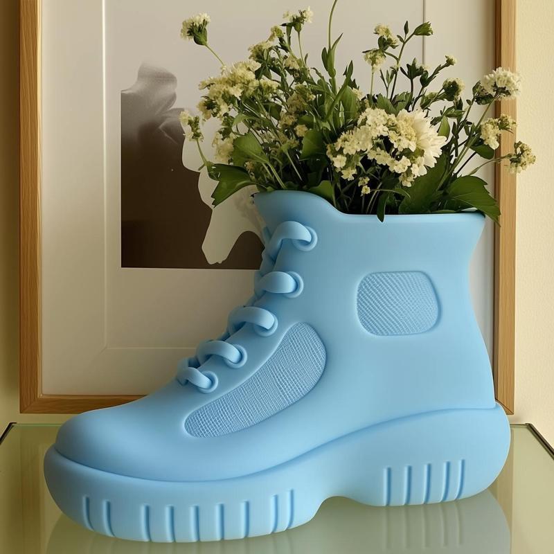 Blue Sneaker Vase - Fun Modern Decor Piece