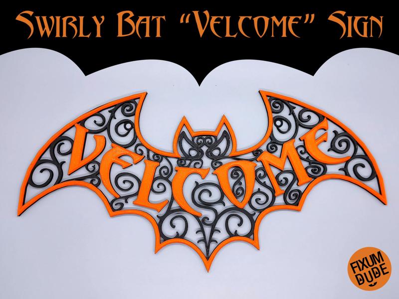 Swirly Bat "Welcome" Sign