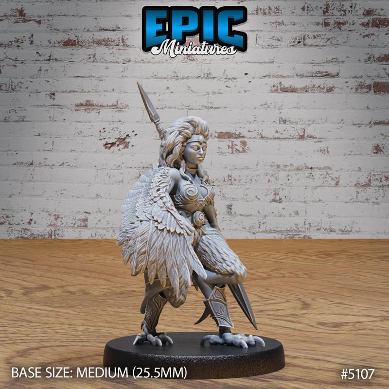 Captured Harpy Walking / Caught Ancient Greek Beast / Captive Roman Myth Monster / Evil Bird Hybrid / Winged Angelic Encounter / Magical Air Creature / Olympian Wind Fighter