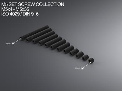 M5 Set Screw Collection M5x4-M5x35 ISO 4029 / DIN 916