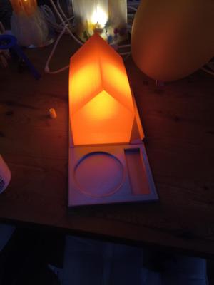 Bedside lamp and book rest remixed. Hue bulb compatible