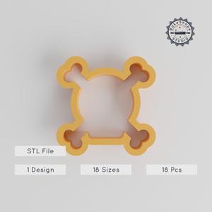 Skull & Crossbones Shape Cutter Set, 18 Sizes, Perfect for Cookies, Fondant, Clay, Pirate Symbol, Danger Icon PRODUCT_158