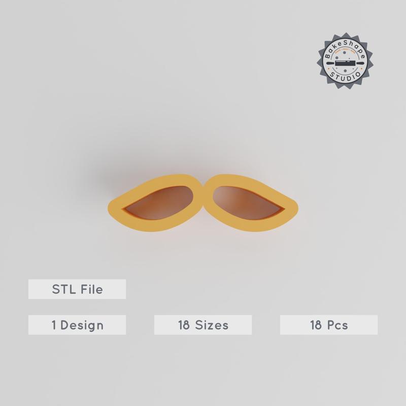 Moustache Shape Cutter Set, 18 Piece Bundle, 0.75"-5.00" Sizes, Cookie & Fondant Mold, Facial Hair & Beard Style Designs PRODUCT_256