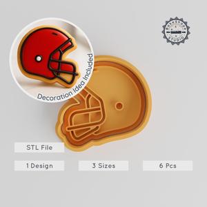 Football Helmet, Shape Cutter & Stamp for Cookies & Fondant, Sports Gear, 3 Sizes PRODUCT_2842