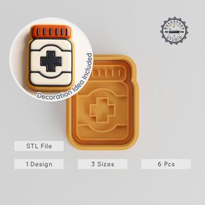 Medication Design Cookie Cutter & Stamp Set, Dental Theme, 6 Pieces, S/M/L Sizes, Perfect for Fondant & Cookies PRODUCT_502