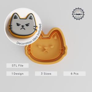 Angry Face Cookie Cutter & Stamp Set, 3 Sizes, Perfect for Cookies & Fondant PRODUCT_811