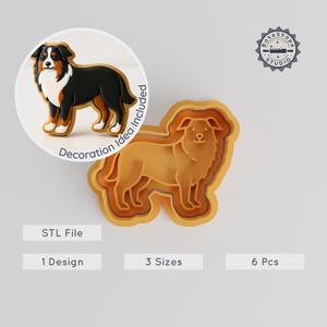 Australian Shepherd Cookie & Fondant Cutter Stamp Set, Pet, Animals, Herding Dog, Puppy, Breed, 3 Sizes, 6 Pieces STL PRODUCT_277
