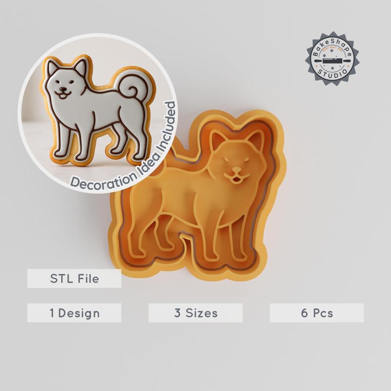 Akita Shape Cutter & Stamp, Dog Breed Cookie Mold Set, Pet Puppy Fondant S/M/L, Cute Animal Baking Tools PRODUCT_303