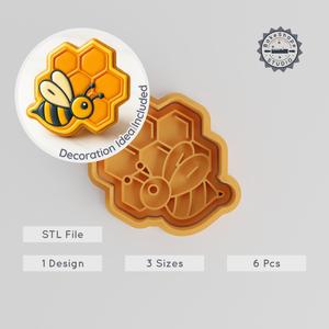 Honeycomb Shape Cutter & Stamp Set, Perfect for Cookies & Fondant, Bee Hive Apiary Pattern, 3 Sizes, 6 Pieces Collection PRODUCT_330