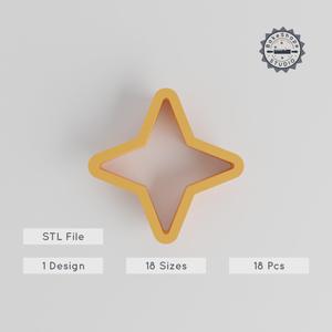 Four Point Star Shape Cutter Set, 18 Sizes 0.75"-5.00", Ideal for Cookies, Fondant & Clay PRODUCT_1173