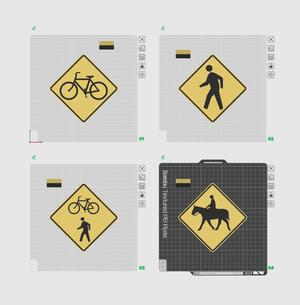 People Crossing Road Signs - Bike, Pedestrian, Equestrian