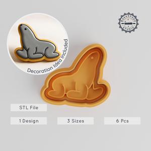 Seals Cookie Cutter & Stamp Set, Animal Sea Wildlife, Marine Wild, Ocean Mammals, 6-Piece Pack, S/M/L Sizes PRODUCT_2149