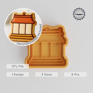 Asian Building Cookie Cutter & Stamp, Set of 6, Temple Theme, 3 Sizes, Perfect for Cookies & Fondant PRODUCT_2198