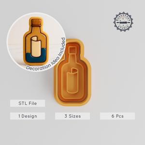Message in Bottle Cookie Cutter & Stamp Set, Pirate Theme, 6-Piece Decoration Tool, S/M/L Sizes PRODUCT_1113