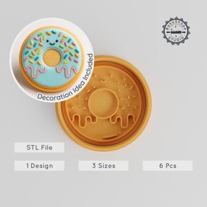 Donut Shape Cutter & Stamp Set, Perfect for Cookies & Fondant, Food & Dessert Designs, 3 Sizes, 6 Pieces PRODUCT_704