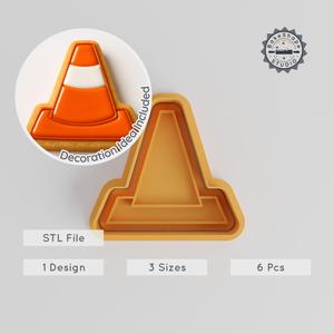 Cone Shape Cutter & Stamp, Cookie & Fondant Craft Tool, Set of 6, Sizes S/M/L, Traffic, Warning & Training Themed PRODUCT_576